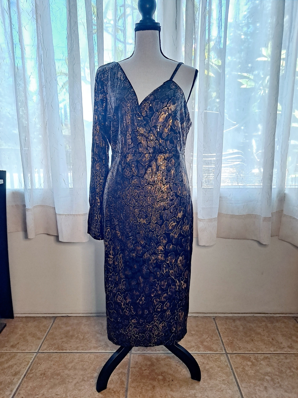 Venus Sequin Python Snake Print Cocktail Party Dress